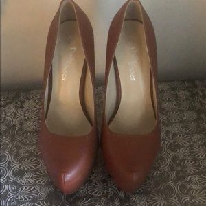 Brown platform heels